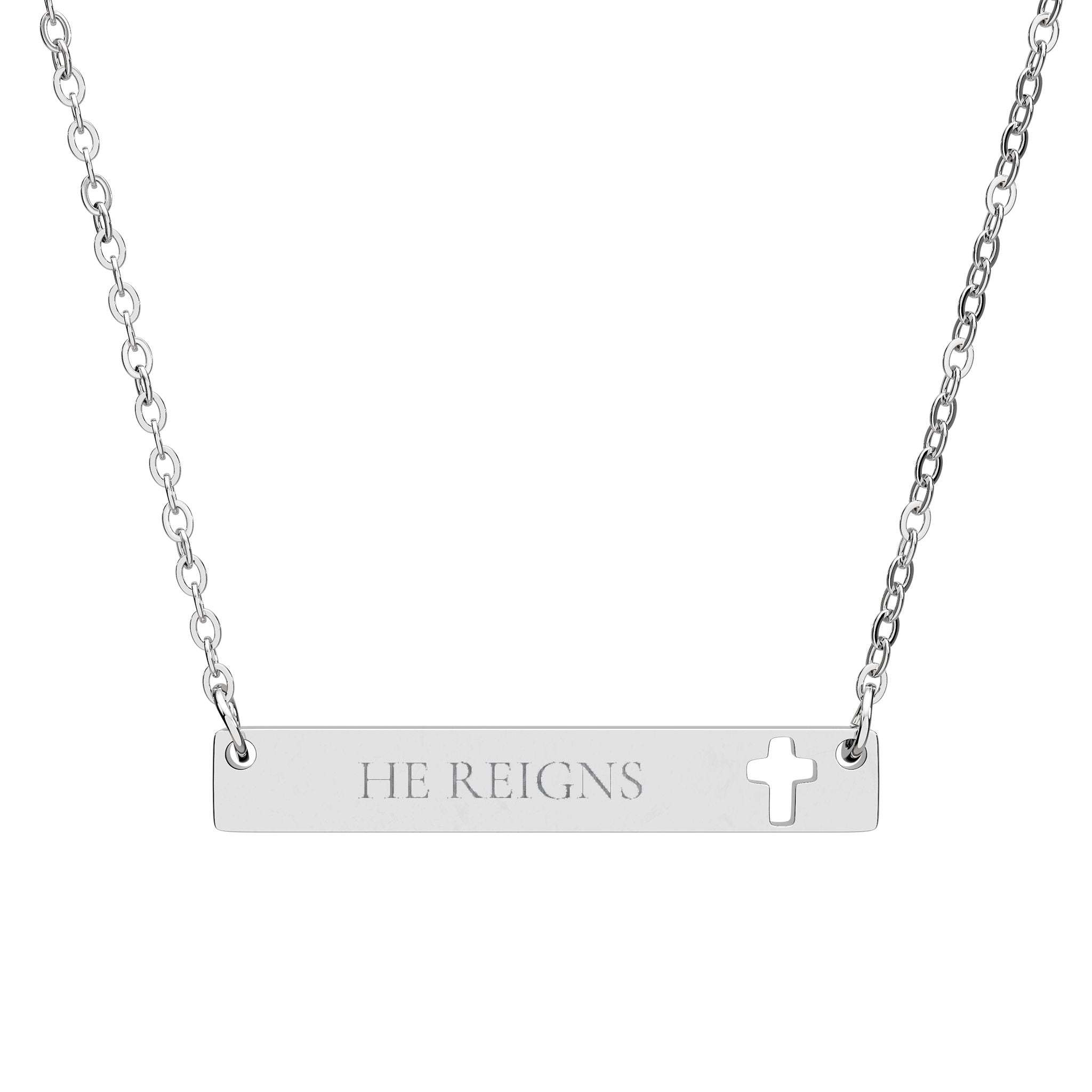 Cutout Cross Bar Necklace — Engravable Religious Bar Pendant