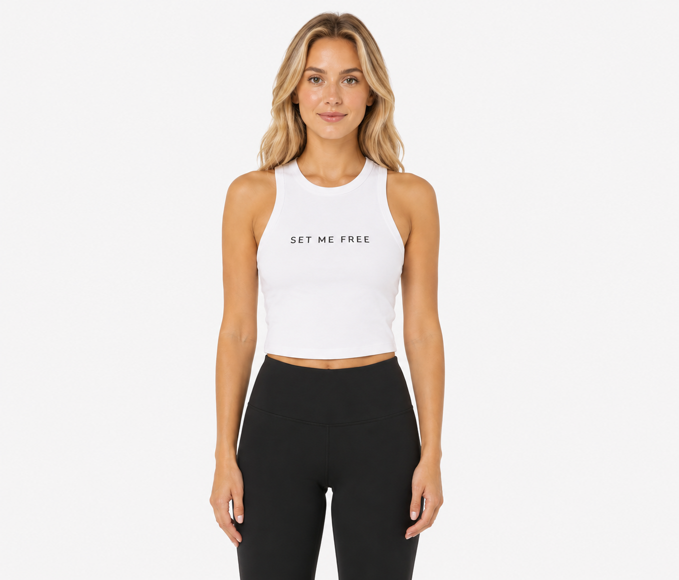 SET ME FREE Women's Micro Rib Racer Tank Top